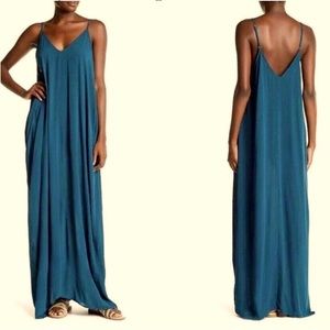 Lovestitch Teal Spaghetti Strap Maxi Dress 100% Rayon In Size Medium/Large